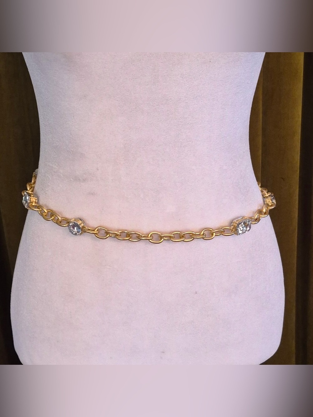 Gold Chain Waist Belt with Crystal Accents